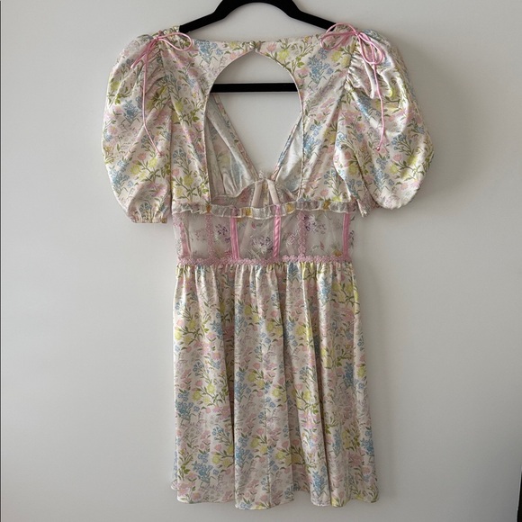 For Love & Lemons Glitter Garden Sleeve Mini Dress | XS - Picture 6 of 7